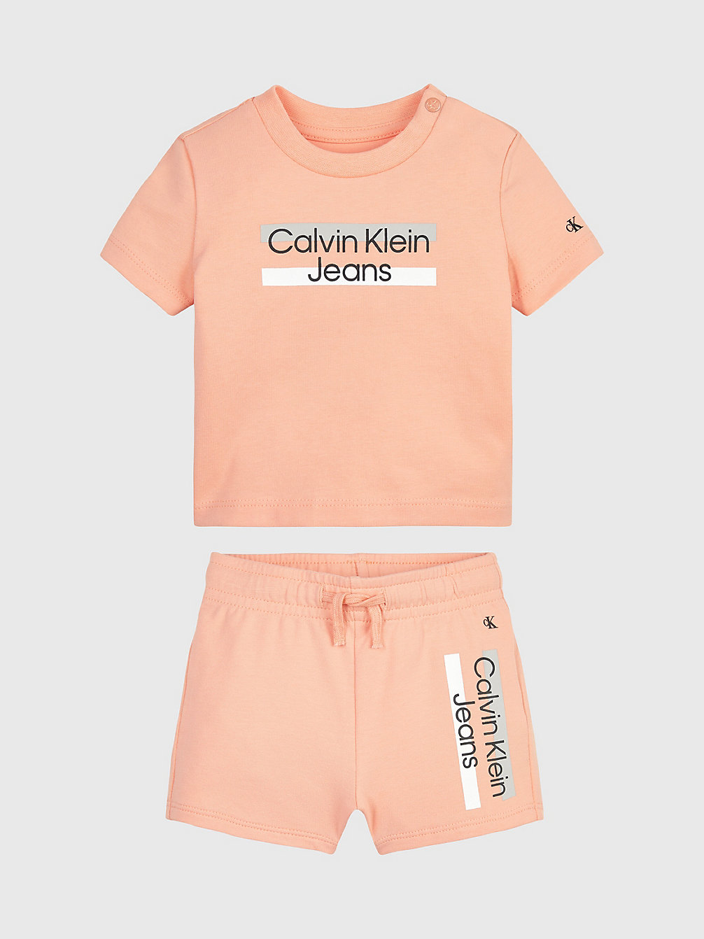 FRESH CANTALOUPE Newborn T-Shirt And Shorts Set undefined newborn Calvin Klein