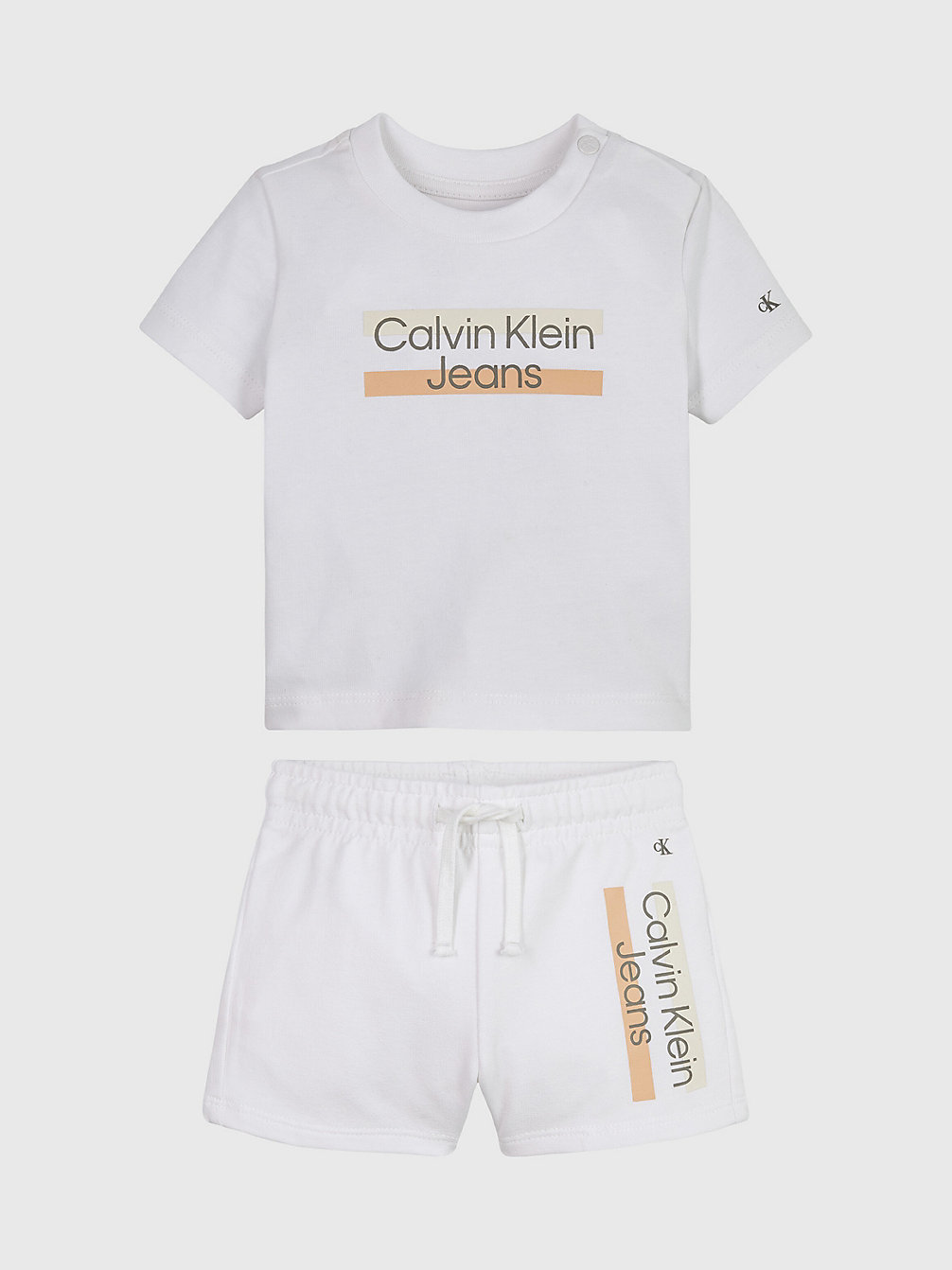 BRIGHT WHITE Newborn T-Shirt And Shorts Set undefined newborn Calvin Klein