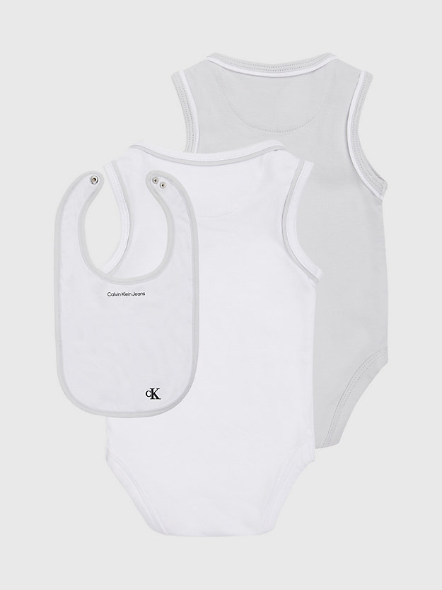 ghost grey / bright white newborn bodysuit and bib giftset for newborn calvin klein jeans