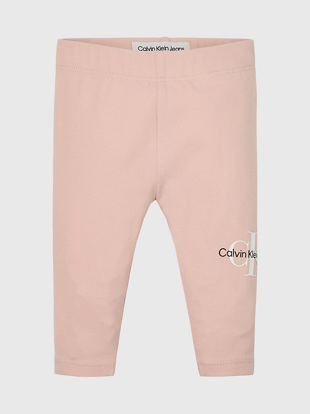 pink legginsy dla noworodka z monogramem dla newborn - calvin klein jeans