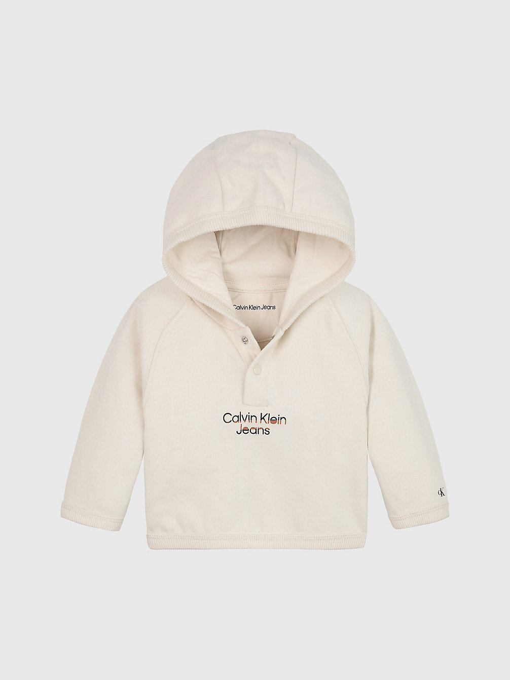 WHITECAP GRAY Newborn Fleece Logo Hoodie undefined newborn Calvin Klein