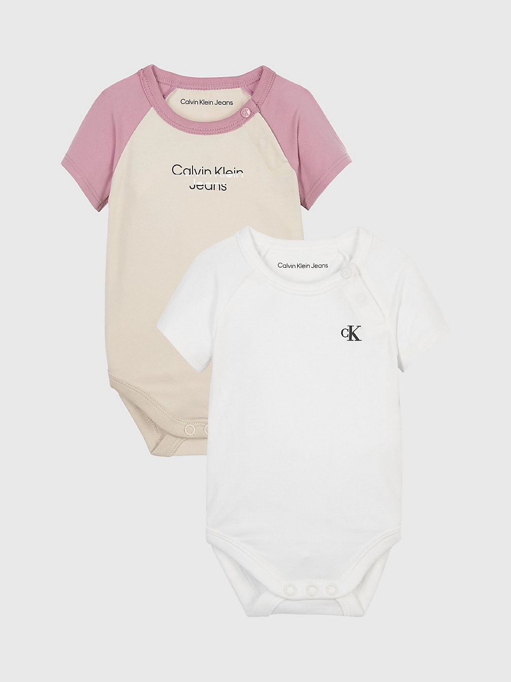 BRIGHT WHITE / CLASSIC BEIGE Newborn 2-Pack Bodysuit Set undefined newborn Calvin Klein