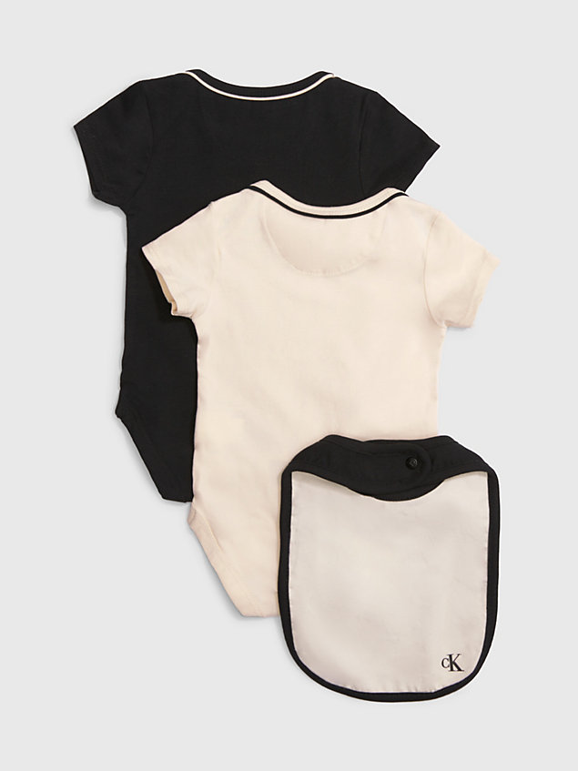 set de regalo de body y babero para recién nacido black de newborn calvin klein jeans