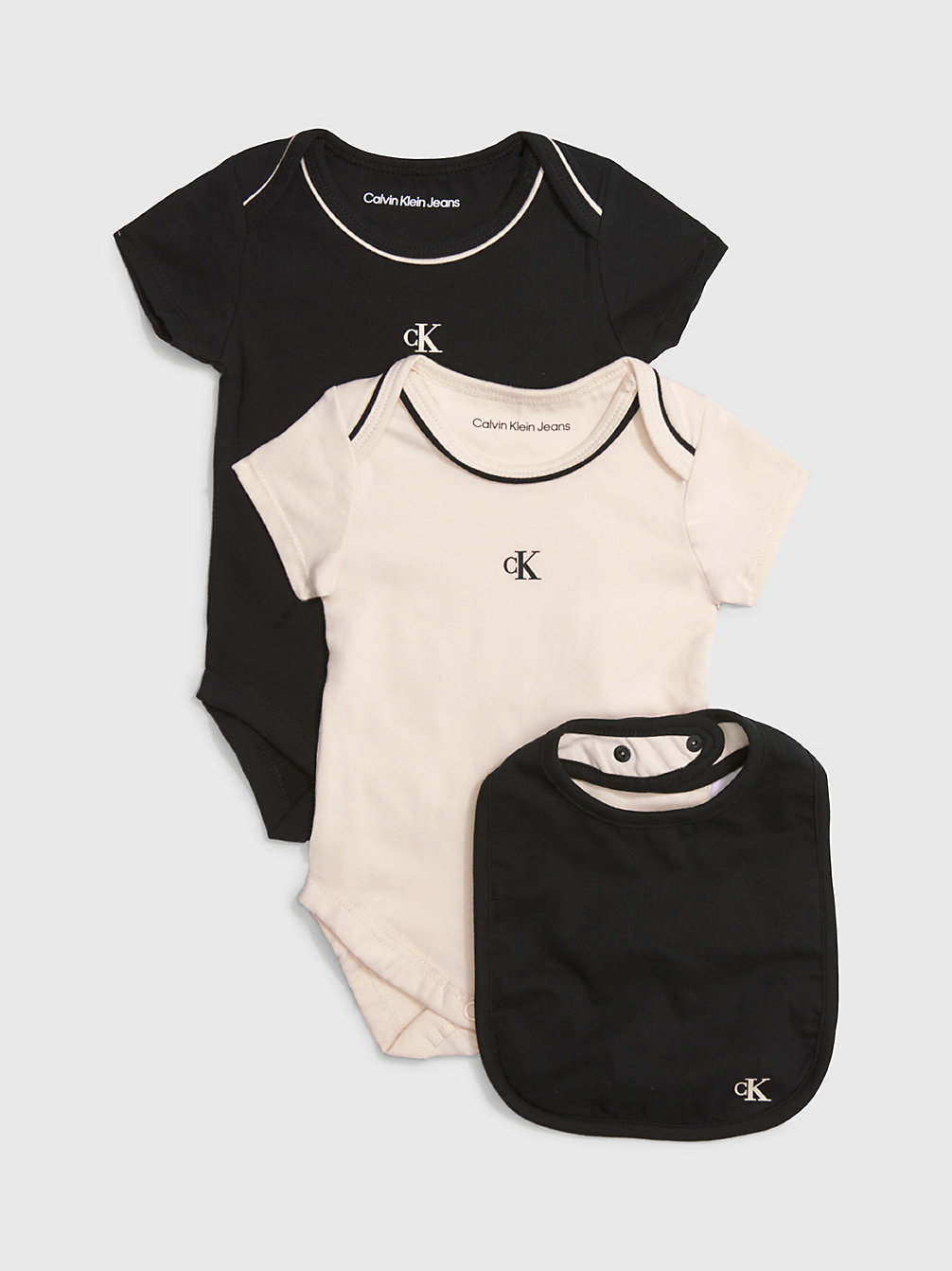 BLACK / WHITE CAP GREY Newborn Bodysuit And Bib Giftset undefined newborn Calvin Klein