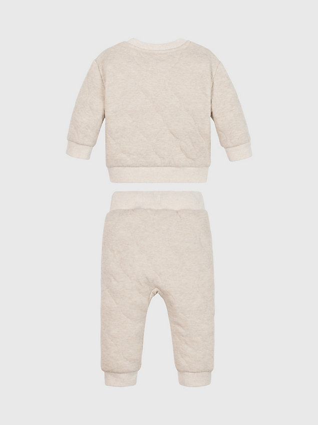 beige pikowany dres dla noworodka dla newborn - calvin klein jeans