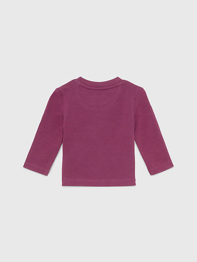 t-shirt a maniche lunghe logata per neonato purple da newborn calvin klein jeans