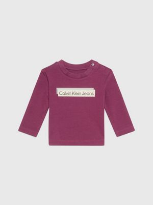  newborn long sleeve logo t-shirt for newborn calvin klein jeans