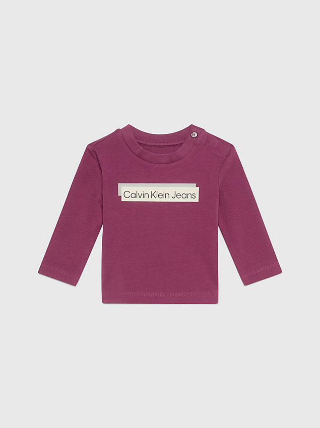 purple baby-langarmshirt logo-shirt für newborn - calvin klein jeans