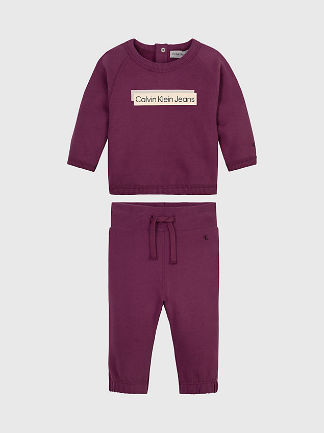 ropa deportiva de felpa de recién nacido purple de newborn calvin klein jeans