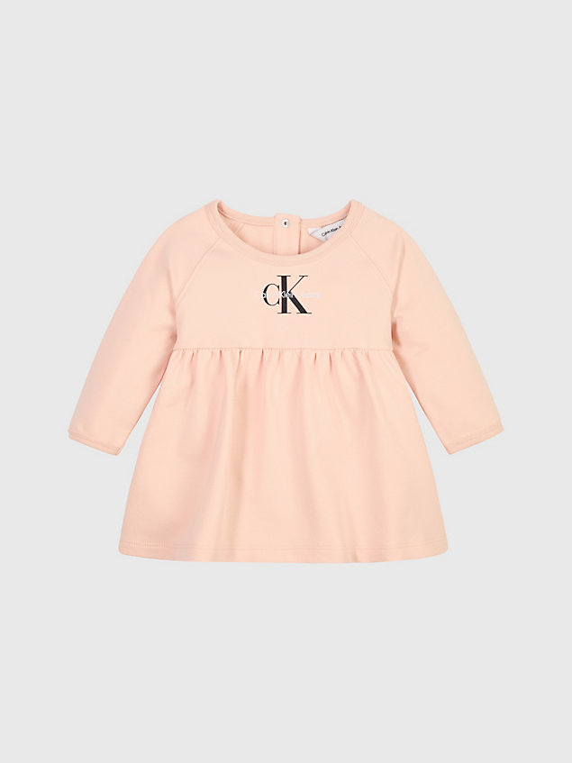 pink newborn sweatshirtjurk met logo voor newborn - calvin klein jeans