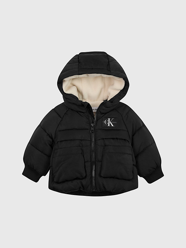 black newborn hooded puffer jacket for newborn calvin klein jeans
