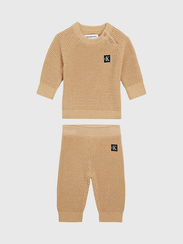 ensemble deux pièces en tricot pour nouveau-né beige pour newborn calvin klein jeans