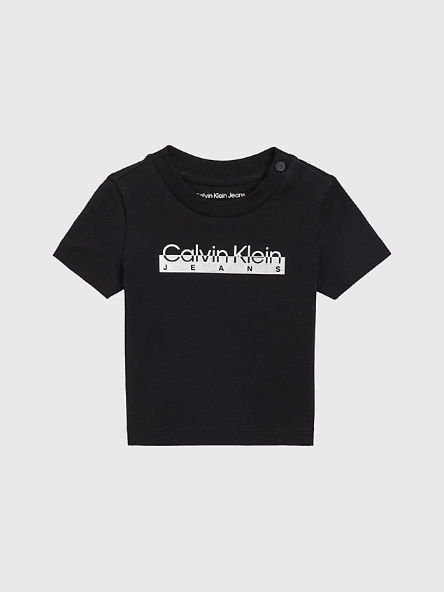 t-shirt neonato con logo black da neonato calvin klein jeans
