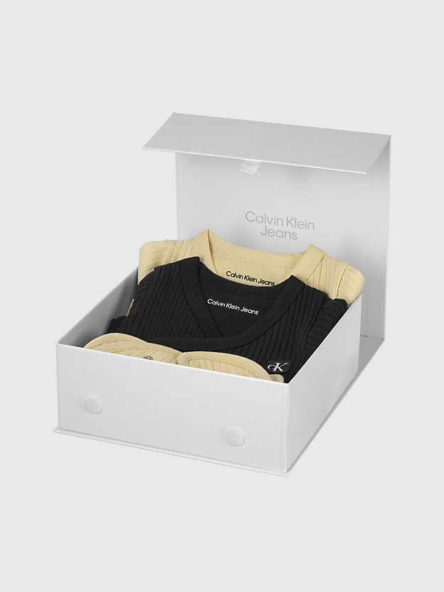 black / vanilla newborn bodysuit and bib giftset for newborn calvin klein jeans