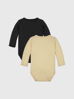 Calvin Klein Black & Yellow Ribbed Bodysuit Gift Set
