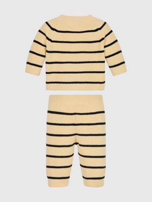 black/ vanilla stripe newborn knitted 2-piece set for newborn calvin klein jeans