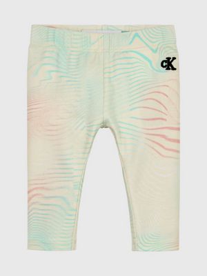 beige baby-leggings mit allover-print für neugeborene - calvin klein jeans