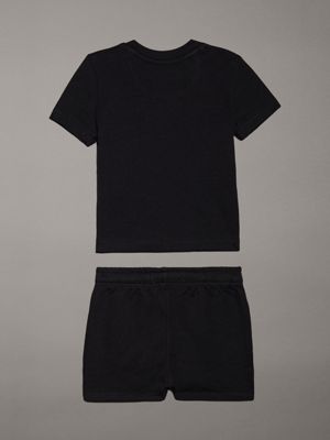 ck black newborn t-shirt and shorts set for newborn calvin klein jeans