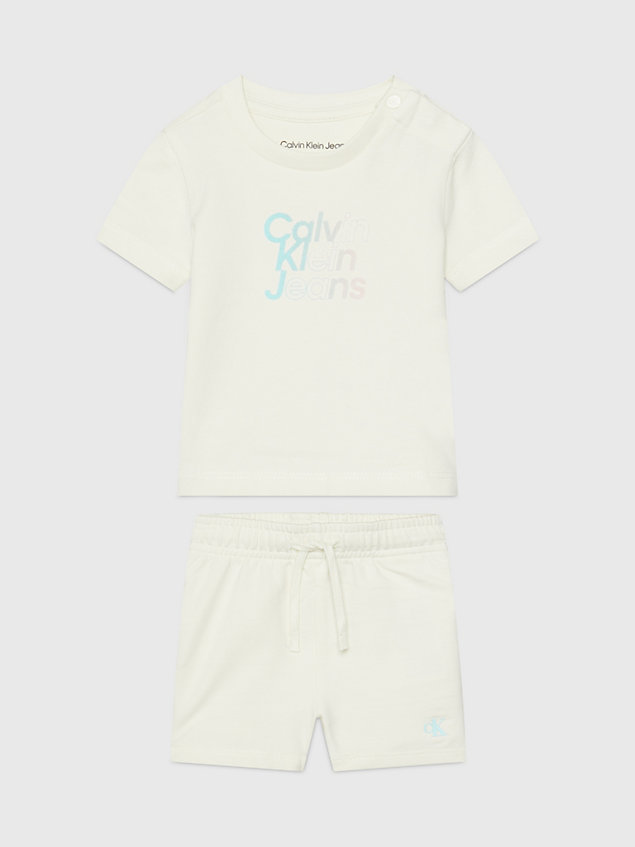 ensemble t-shirt et short pour nouveau-né white pour newborn calvin klein jeans