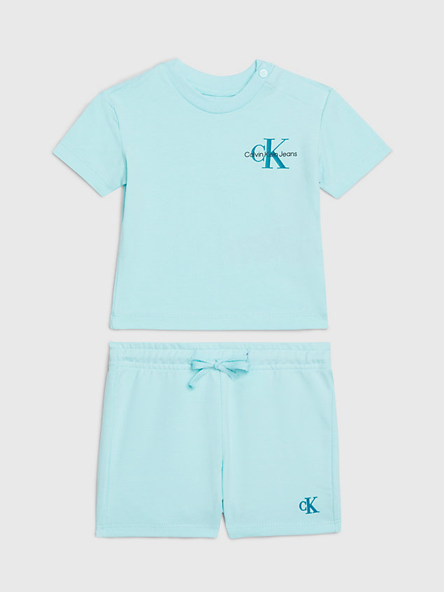 blue newborn t-shirt and shorts set for newborn calvin klein jeans