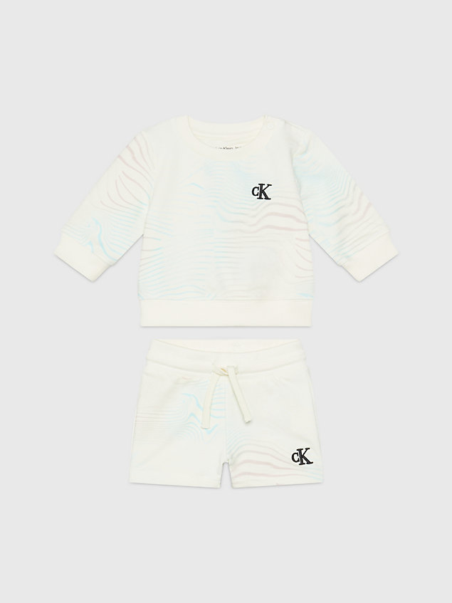 ensemble short et sweat-shirt en tissu éponge pour nouveau-né beige pour newborn calvin klein jeans