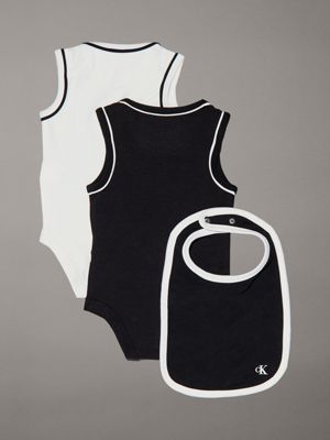 ck black / tofu newborn bodysuit and bib gift set for newborn calvin klein jeans