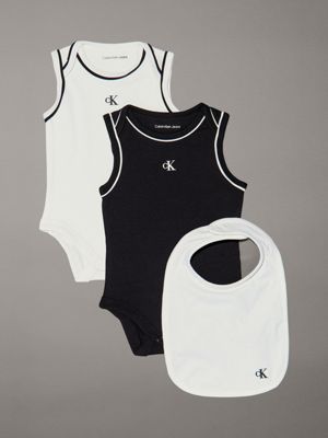 black newborn bodysuit and bib gift set for newborn calvin klein jeans