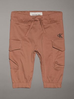 desaturated orange newborn woven cargo trousers for newborn calvin klein jeans