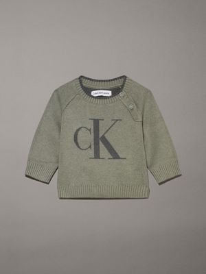 green newborn logo jumper for newborn calvin klein jeans