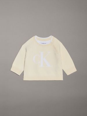 white newborn logo jumper for newborn calvin klein jeans