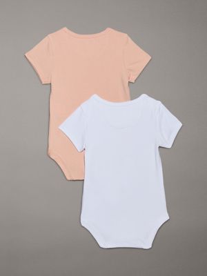 pink sand / bright white newborn 2-pack bodysuit set for newborn calvin klein jeans