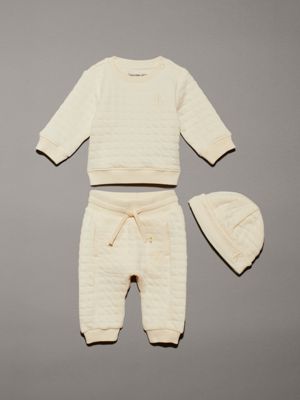 white newborn quilted giftset for newborn calvin klein jeans