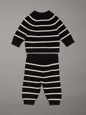 ck black/ whitecap gray stripe knitted stripe set for newborn calvin klein jeans