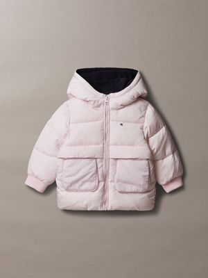 pink newborn hooded puffer jacket for newborn calvin klein jeans