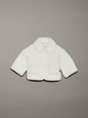 white newborn teddy jacket for newborn calvin klein jeans