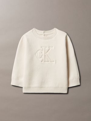maglia con logo neonato beige da neonato calvin klein jeans