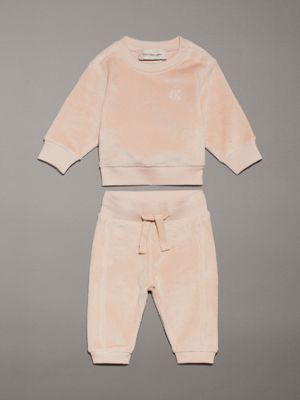 pink newborn velvet fleece giftset for newborn calvin klein jeans