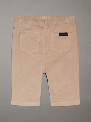beige newborn ribbed corduroy trousers for newborn calvin klein jeans
