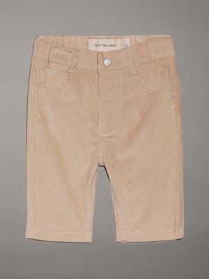 beige newborn ribbed corduroy trousers for newborn calvin klein jeans