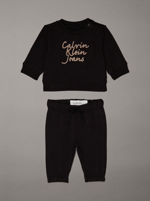 black newborn logo tracksuit for newborn calvin klein jeans