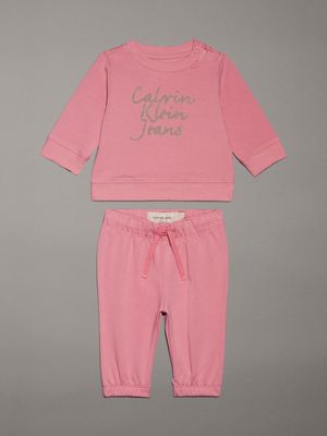 brandied apricot newborn logo tracksuit for newborn calvin klein jeans