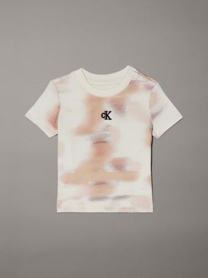 beige newborn camo print t-shirt for newborn calvin klein jeans