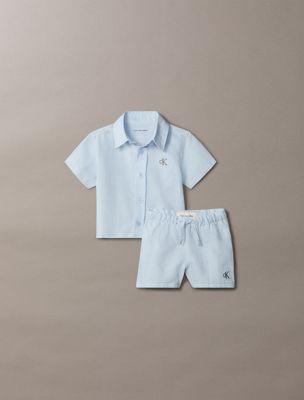 blue newborn linen 2 piece set for newborn calvin klein jeans