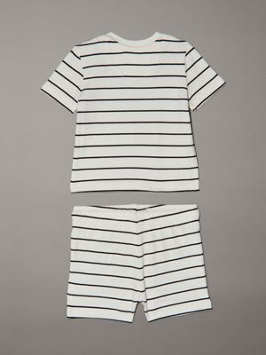 tofu / ck black stripe newborn t-shirt and shorts set for newborn calvin klein jeans