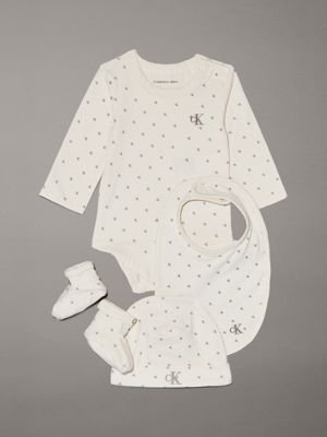 beige newborn 4-piece gift set for newborn calvin klein jeans