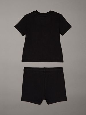 ck black newborn t-shirt and shorts set for newborn calvin klein jeans