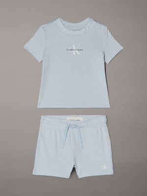 blue newborn t-shirt and shorts set for newborn calvin klein jeans