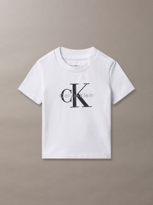white newborn logo t-shirt for newborn calvin klein jeans