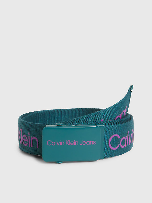 blue dziecięcy płócienny pasek z logo dla dziewczynki - calvin klein jeans
