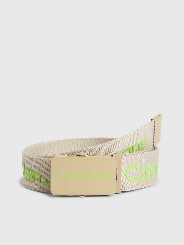 grey unisex canvas logo belt for girls calvin klein jeans